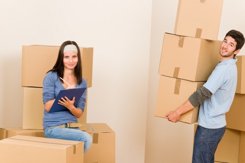 Organized business storage unit in Croftonpark with boxes and equipment